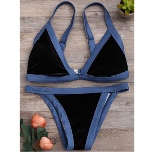 NEW Zaful blue velvet bikini